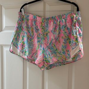Lilly Pulitzer Pink and Blue Leaf Print Shorts